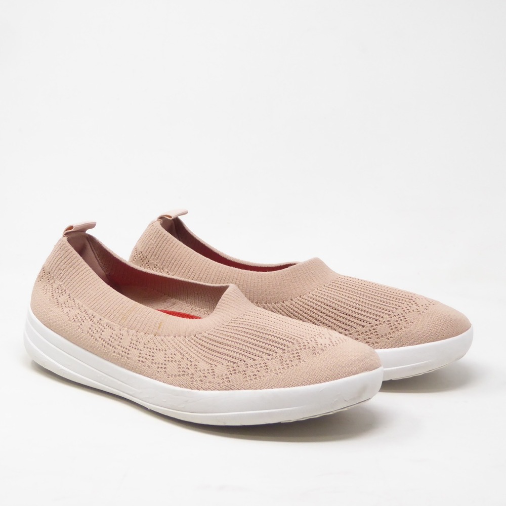 FitFlop Womens Uberknit Ballerina Shoes Pink Slip On Sneakers 10 - Picture 2 of 10